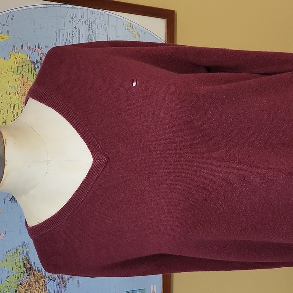 Tommy Hilfiger Signature Long sleeves mens Jersey, burgundy, 100% cotton, medium - Picture 3 of 11